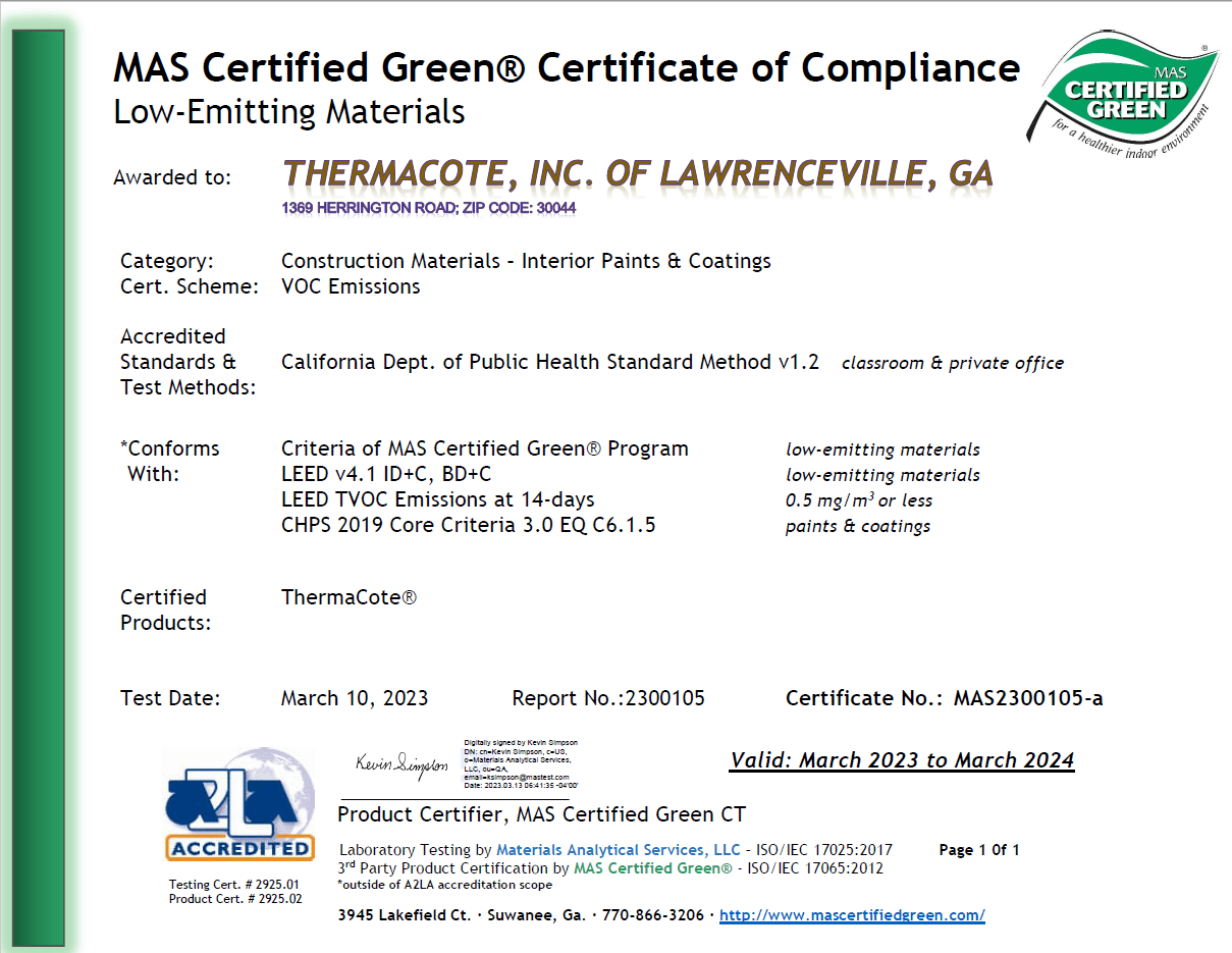 MAS certified green